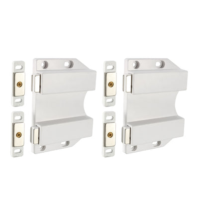 Harfington Uxcell Double Magnetic Touch Catch Latch Push To Open Long Stroke ABS White For Large Door 2Pcs