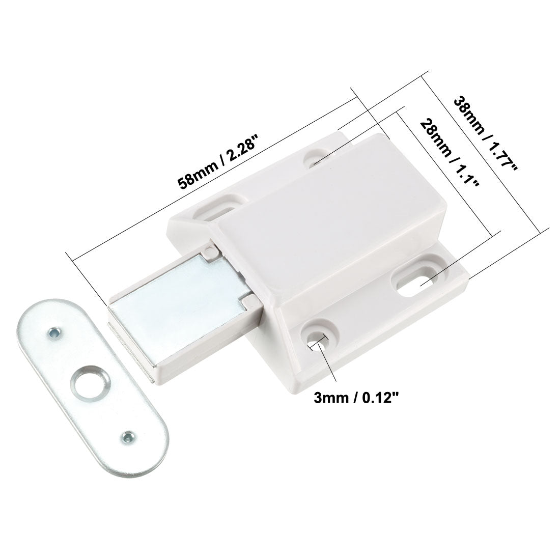 uxcell Uxcell 5-8mm Glass Door Magnetic Touch Catch Latch Closure Plastic White with Clamp 4 Set