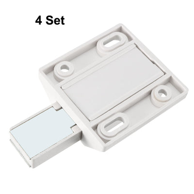 Harfington Uxcell 5-8mm Glass Door Magnetic Touch Catch Latch Closure Plastic White with Clamp 4 Set