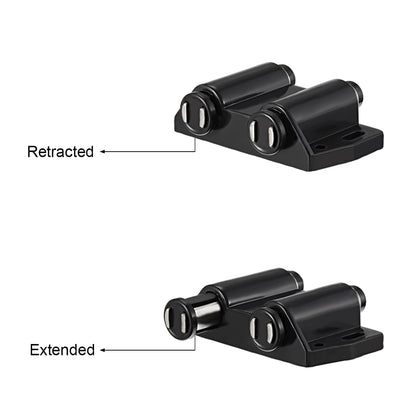 Harfington Uxcell Double Magnetic Touch Catch Latch Plastic PE Black for Cabinet Door Shutter 2Pcs