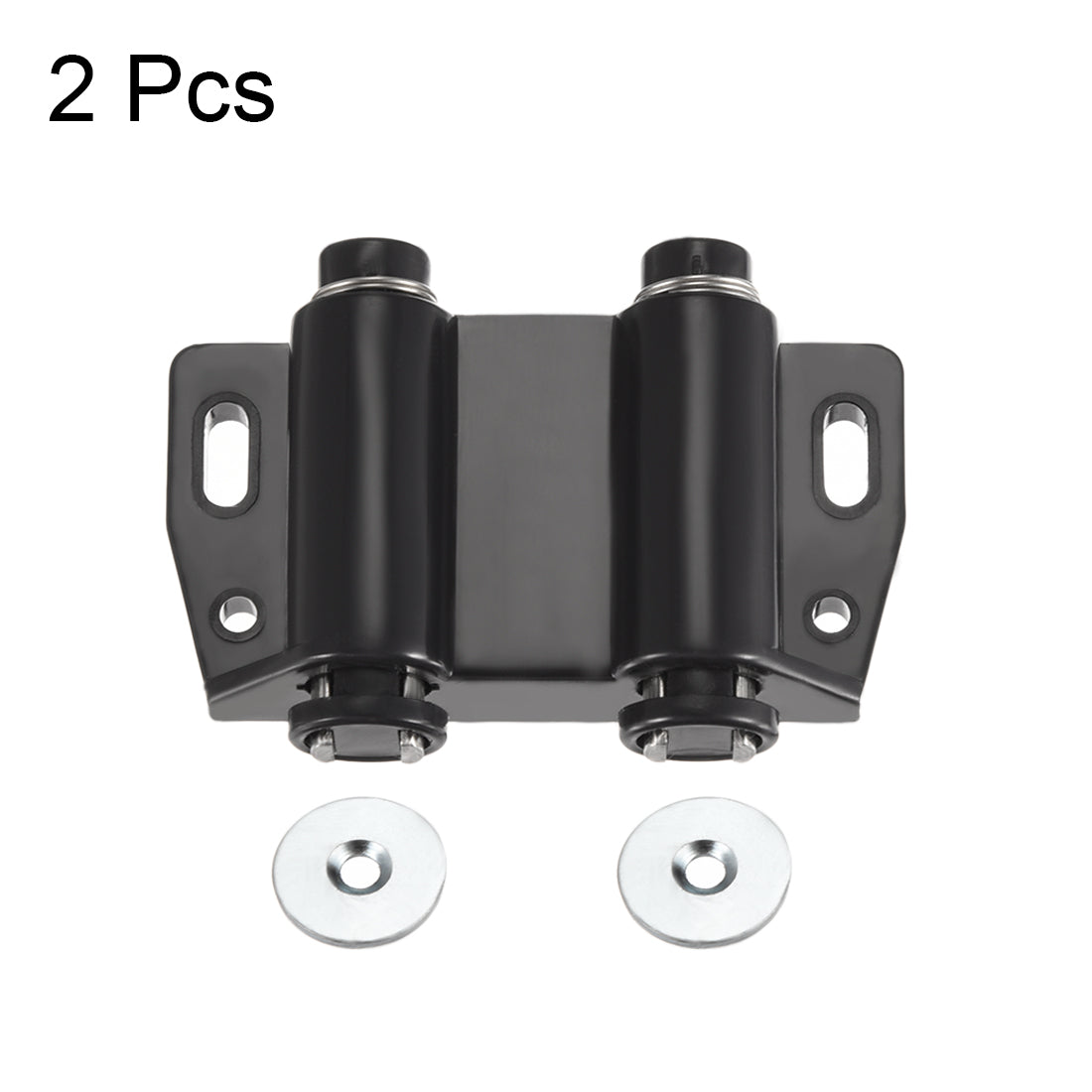 uxcell Uxcell Double Magnetic Touch Catch Latch Plastic PE Black for Cabinet Door Shutter 2Pcs