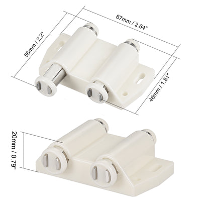 Harfington Uxcell Double Magnetic Touch Catch Latch Plastic PE White for Cabinet Door Shutter 2Pcs