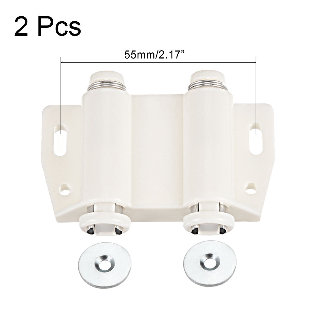 uxcell Uxcell Double Magnetic Touch Catch Latch Plastic PE White for Cabinet Door Shutter 2Pcs