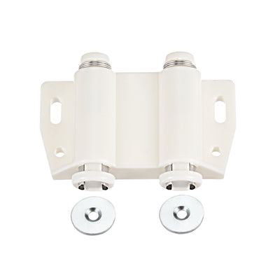 Harfington Uxcell Double Magnetic Touch Catch Latch Plastic PE White for Cabinet Door Shutter 2Pcs