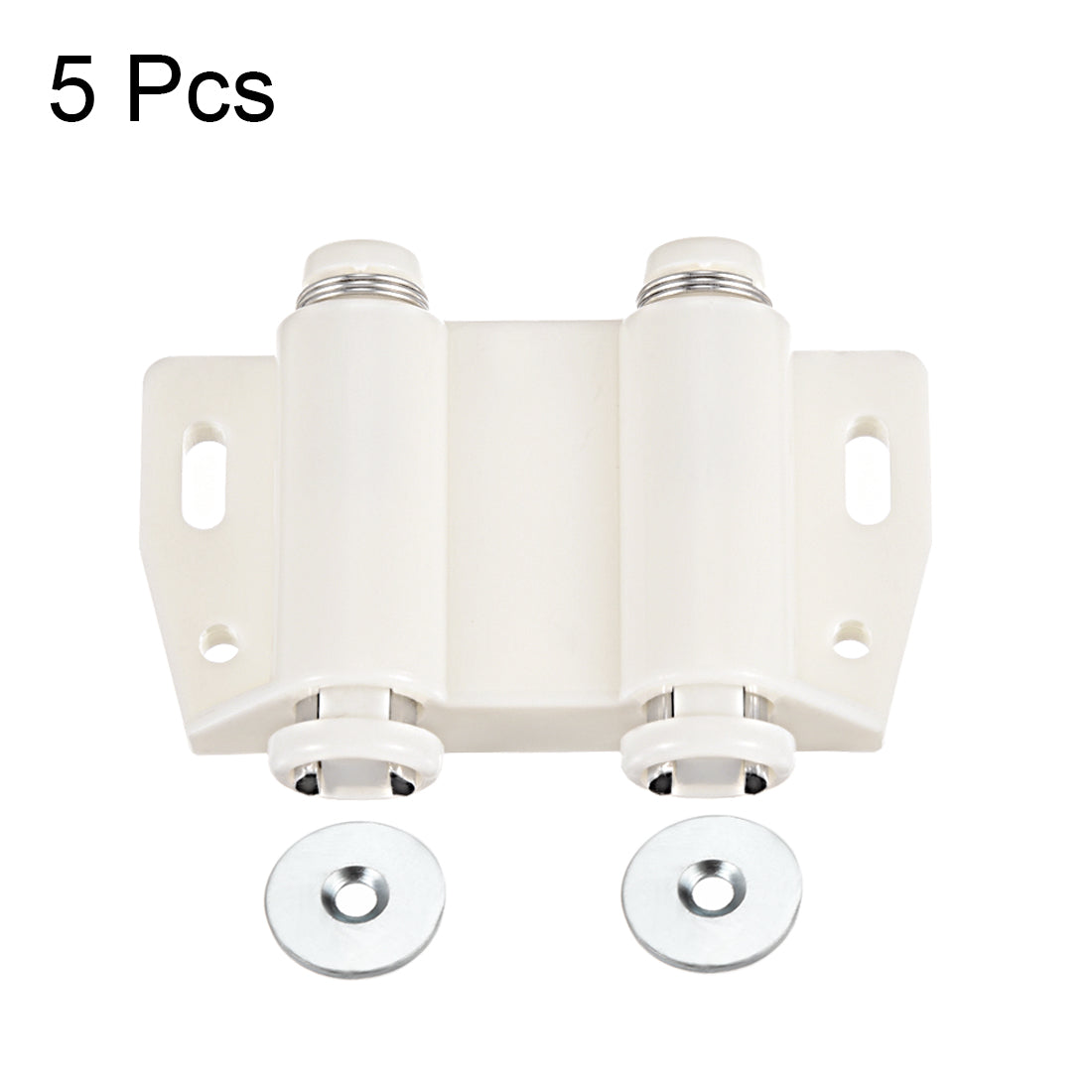 uxcell Uxcell Double Magnetic Touch Catch Latch Plastic PE White for Cabinet Door Shutter 5Pcs