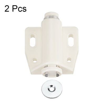 Harfington Uxcell Magnetic Touch Catch Latch Closures Nylon White for Cabinet Door Shutter 2Pcs