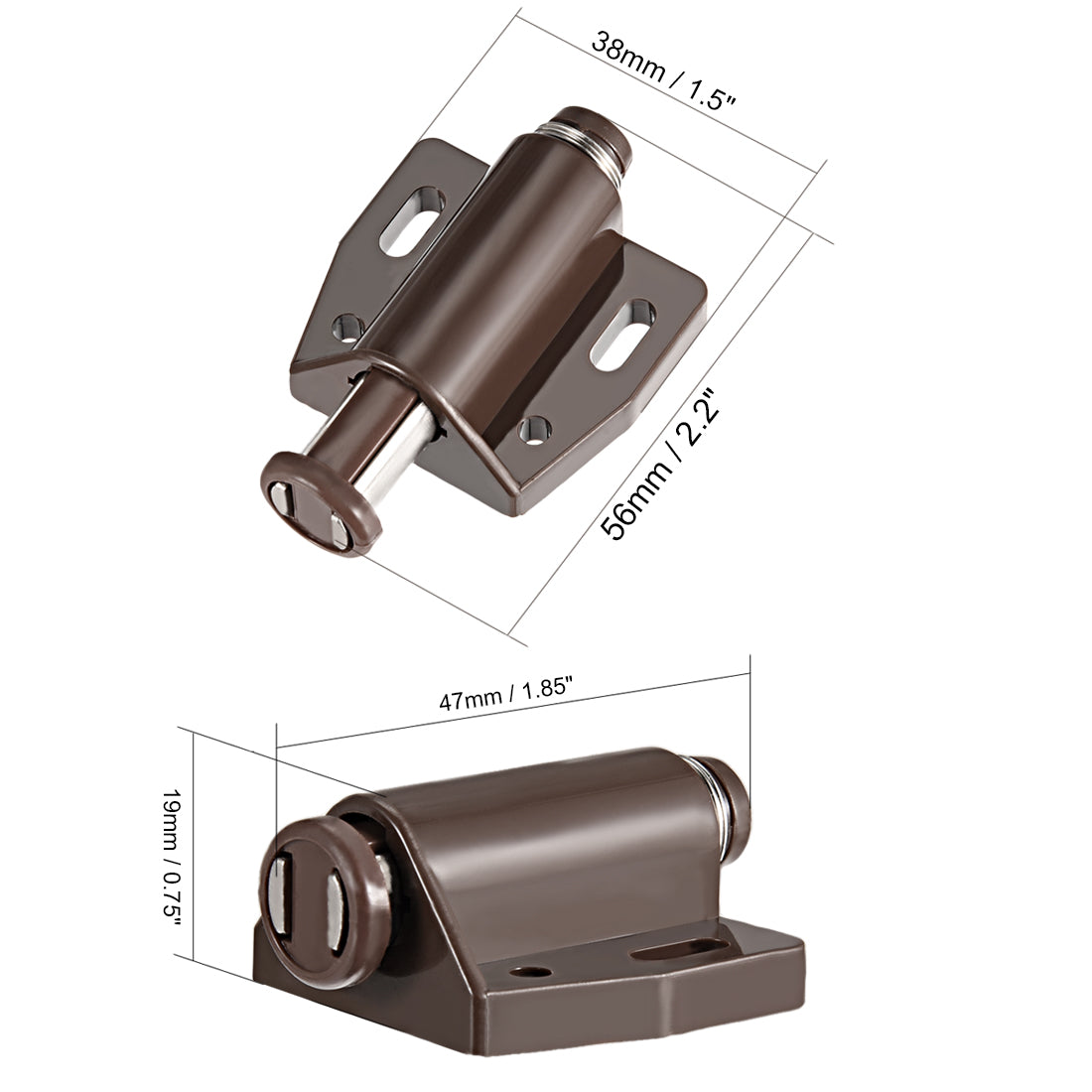 uxcell Uxcell Magnetic Touch Catch Latch Closures Nylon Brown for Cabinet Door Shutter 2Pcs