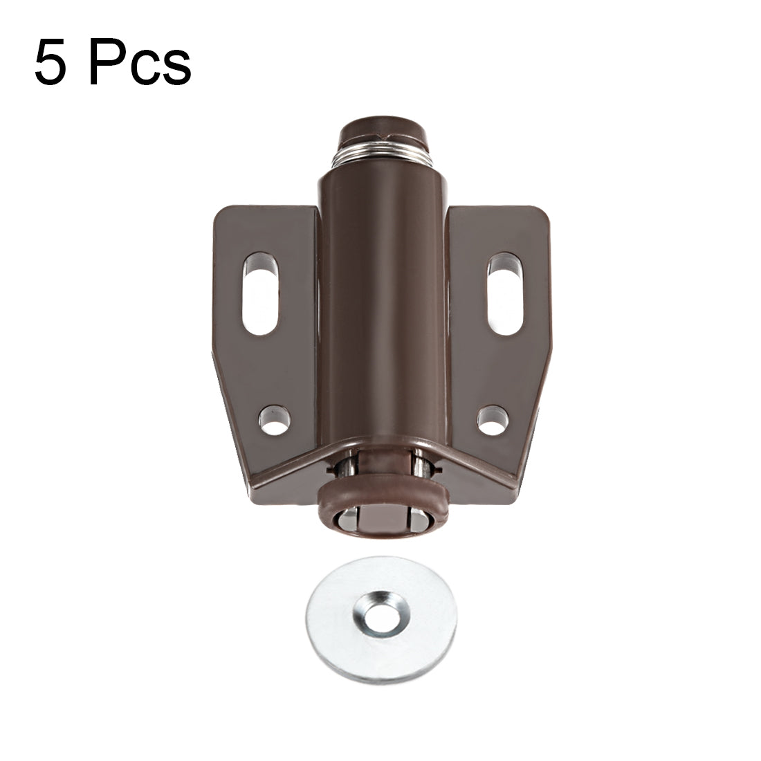 uxcell Uxcell Magnetic Touch Catch Latch Closures Nylon Brown for Cabinet Door Shutter 5Pcs