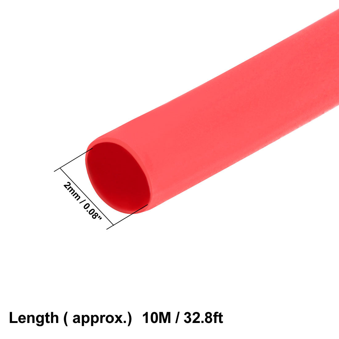 uxcell Uxcell Schrumpfschlauch 2:1 Schrumpfrate Schrumpfschläuche 2mm Dmr 10m Länge Rot