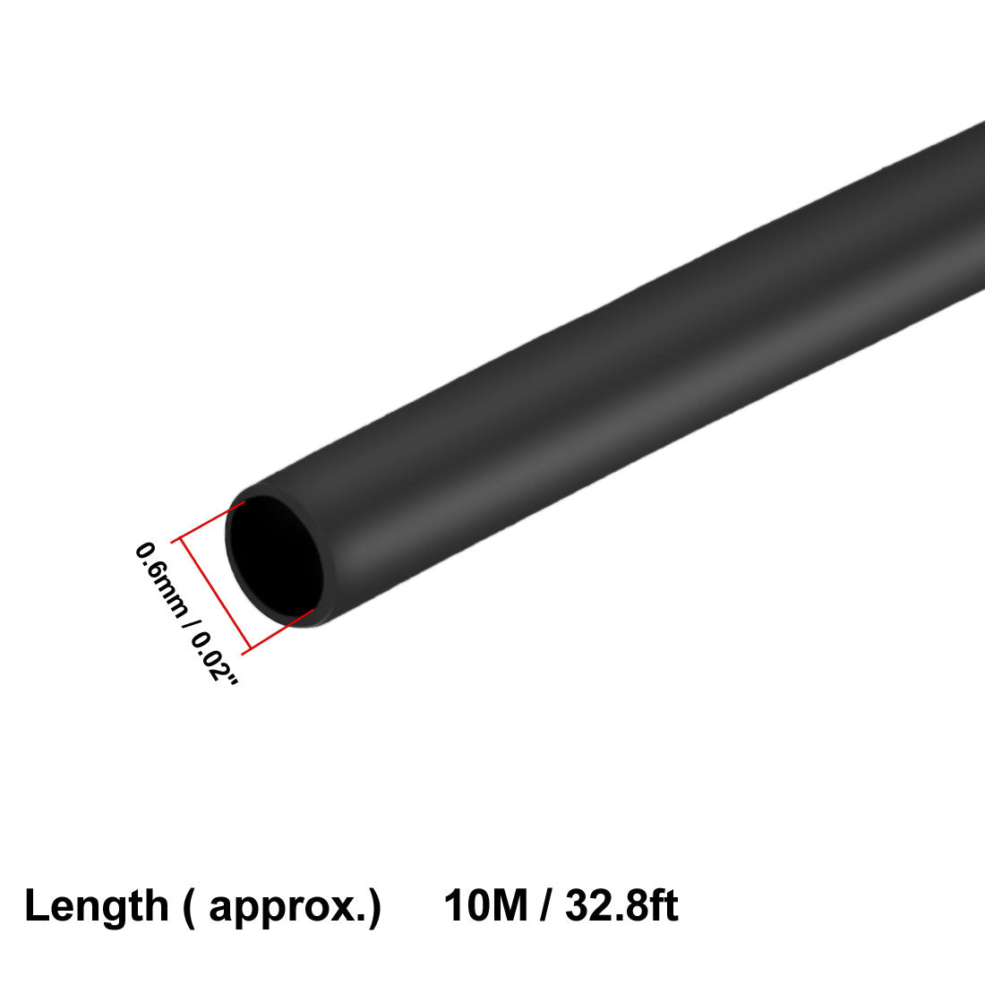 uxcell Uxcell Schrumpfschlauch, 0,6 mm Durchmesser 2:1 Schrumpfschlauch Kabelhülle Schrumpfschlauch 10 m Länge Schwarz