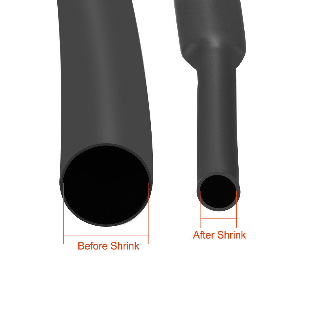 uxcell Uxcell Schrumpfschlauch, 0,6 mm Durchmesser 2:1 Schrumpfschlauch Kabelhülle Schrumpfschlauch 10 m Länge Schwarz