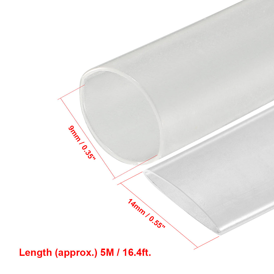 uxcell Uxcell Heat Shrink Tube 2:1 Electrical Insulation Tube Wire Cable Tubing Sleeving Wrap Clear 9mm Diameter 5m Long