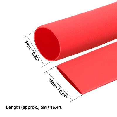 Harfington Uxcell Schrumpfschlauch 9 mm Durchmesser 14 mm flache Breite 2: 1 Schrumpfschlauch Drahtwickel 16 Fuß rot