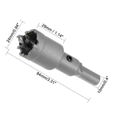 Harfington Uxcell Carbide Hole Cutter Drill Bits for Stainless Steel Alloy Metal, 24mm