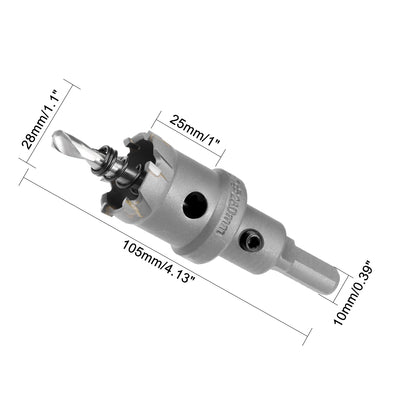 Harfington Uxcell Carbide Hole Saw Cutter Drill Bits for Stainless Steel Alloy Metal, 28mm