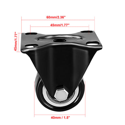 Harfington Uxcell Fixed Casters 1.5 Inch PU Top Plate Mounted Rigid Caster Wheels 110lb Capacity Each , 4 Pcs