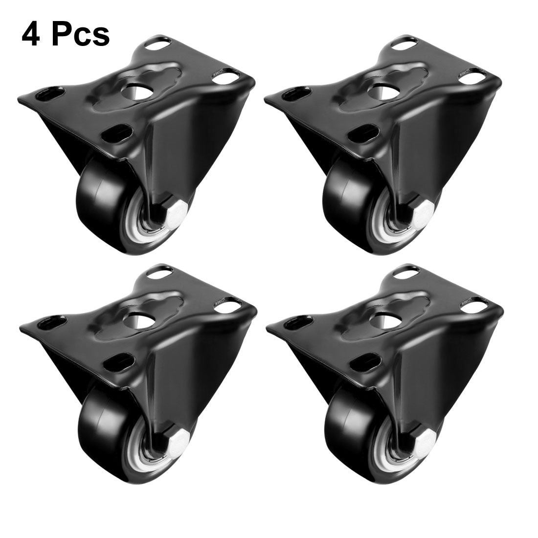 uxcell Uxcell Fixed Casters 1.5 Inch PU Top Plate Mounted Rigid Caster Wheels 110lb Capacity Each , 4 Pcs