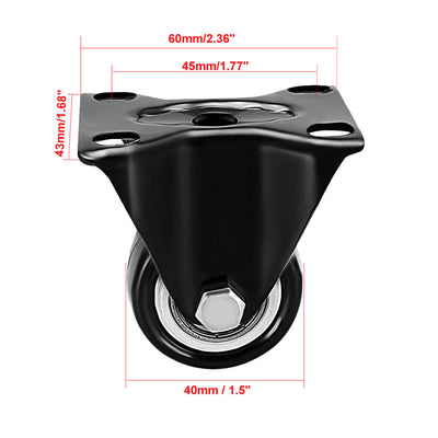 Harfington Uxcell 4Stk Schwenkender 1.5 Zoll PU Top Platte montiert Räder, 110lb Kapazität jeder