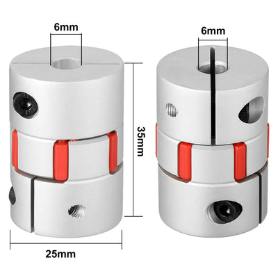 Harfington Uxcell Shaft Coupling 6mm to 6mm Bore L35xD25 Flexible  Joint for Servo Stepped Motor