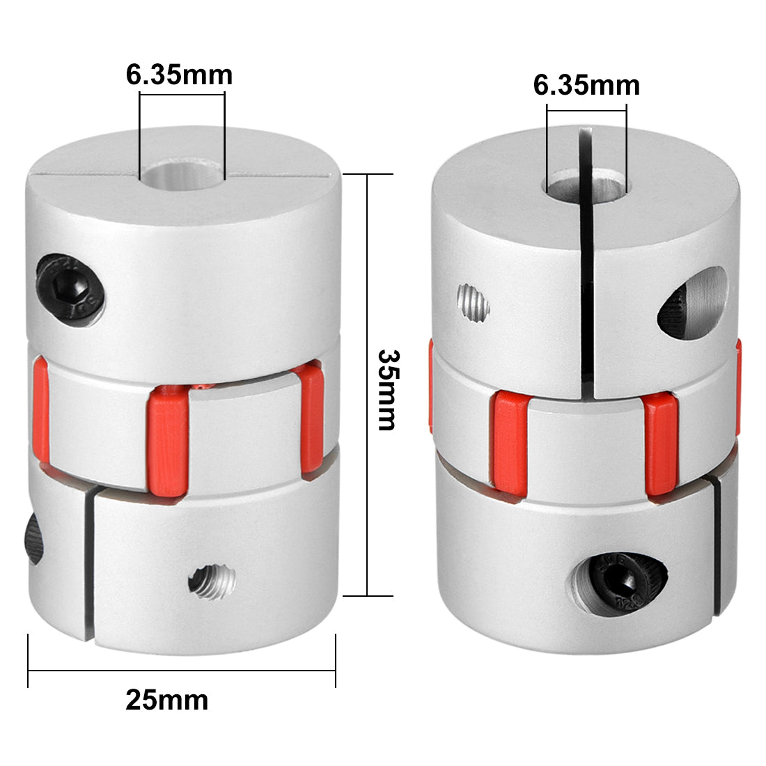 uxcell Uxcell Shaft Coupling 6.35mm to 6.35mm Bore L35xD25 Flexible  Joint for Servo Stepped Motor