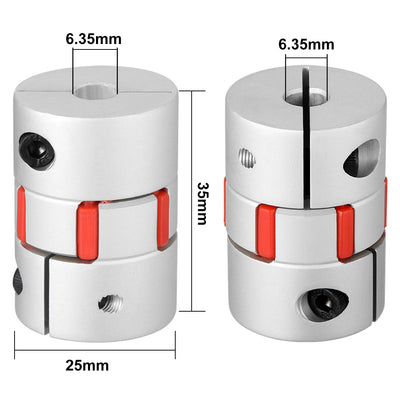 Harfington Uxcell Shaft Coupling 6.35mm to 6.35mm Bore L35xD25 Flexible  Joint for Servo Stepped Motor