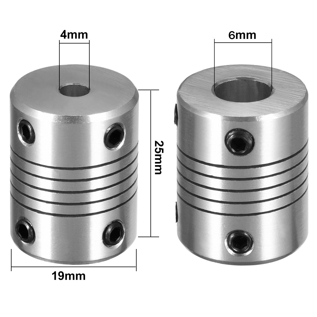 uxcell Uxcell 4mm to 6mm Aluminum Alloy Shaft Coupling Flexible Coupler Motor L25xD19