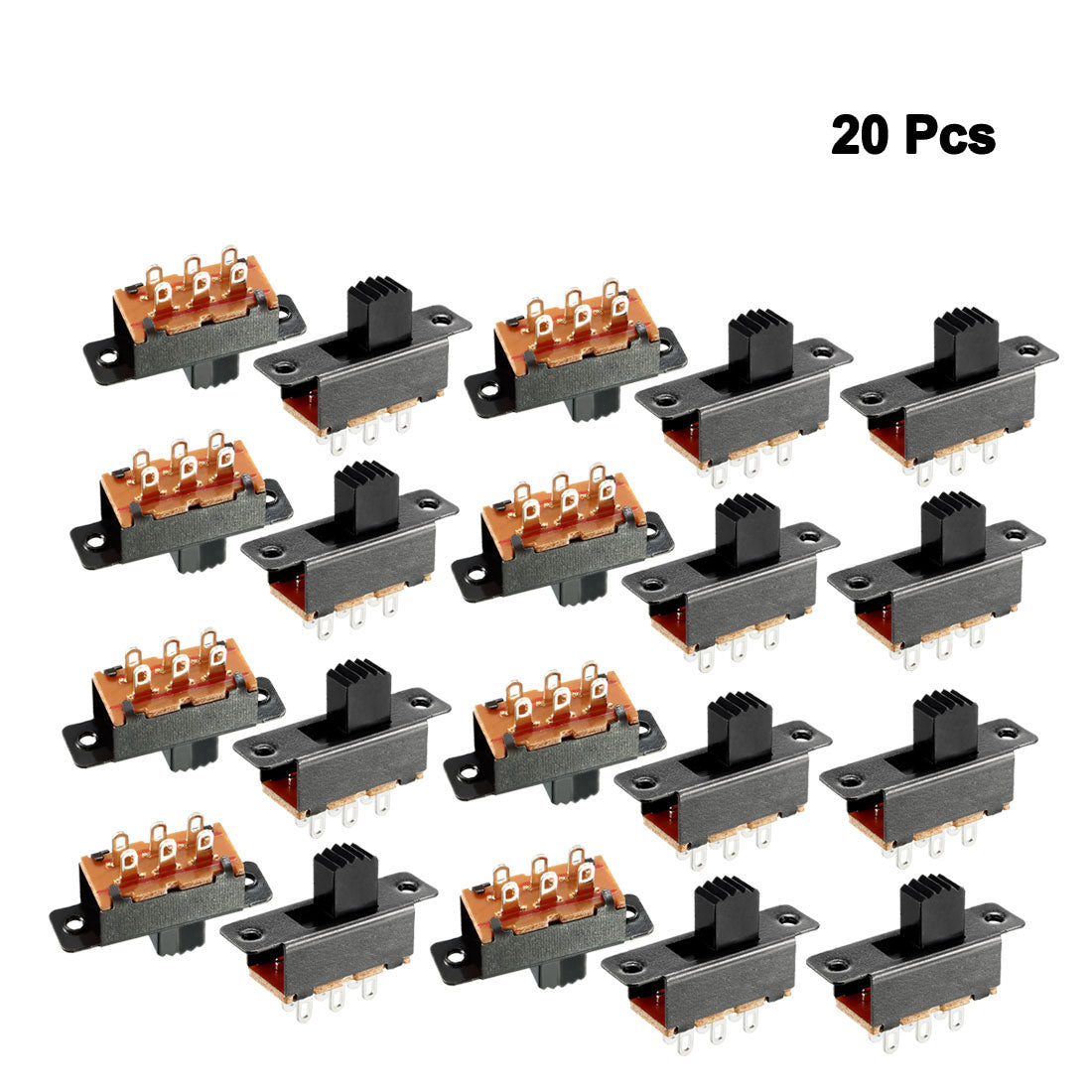 uxcell Uxcell 20Pcs 5mm Vertical Slide Switch DPDT 2 Position 6 Terminals PCB Panel Latching