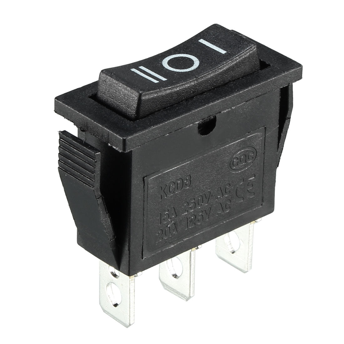 uxcell Uxcell AC 250V/15A 125V/20A 3P ON/OFF/ON 3 Position Snap-in Boat Rocker Switch Black