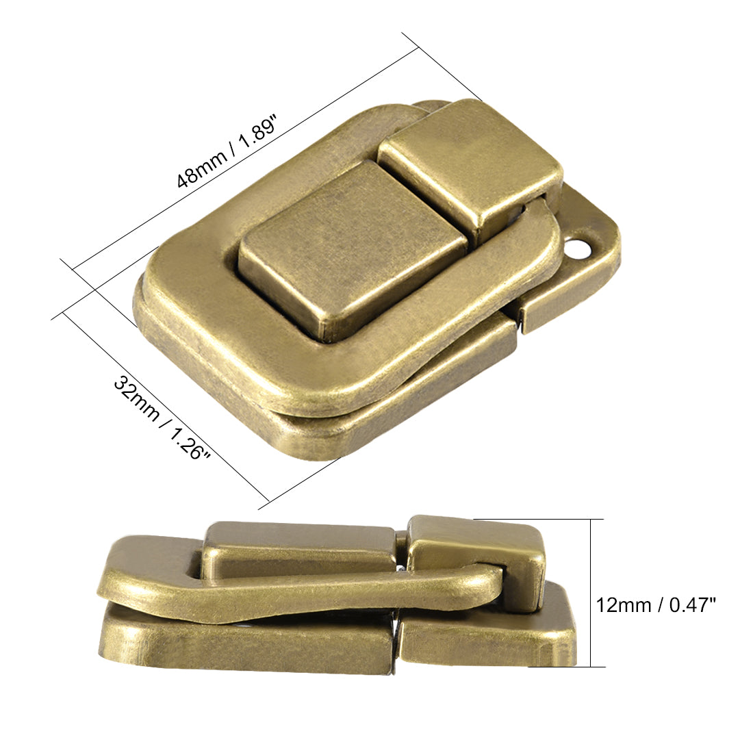 uxcell Uxcell Toggle Latch, 48mm Retro Style Brass Decorative Hasp Jewelry Wooden Box Catch w Screws 2 pcs