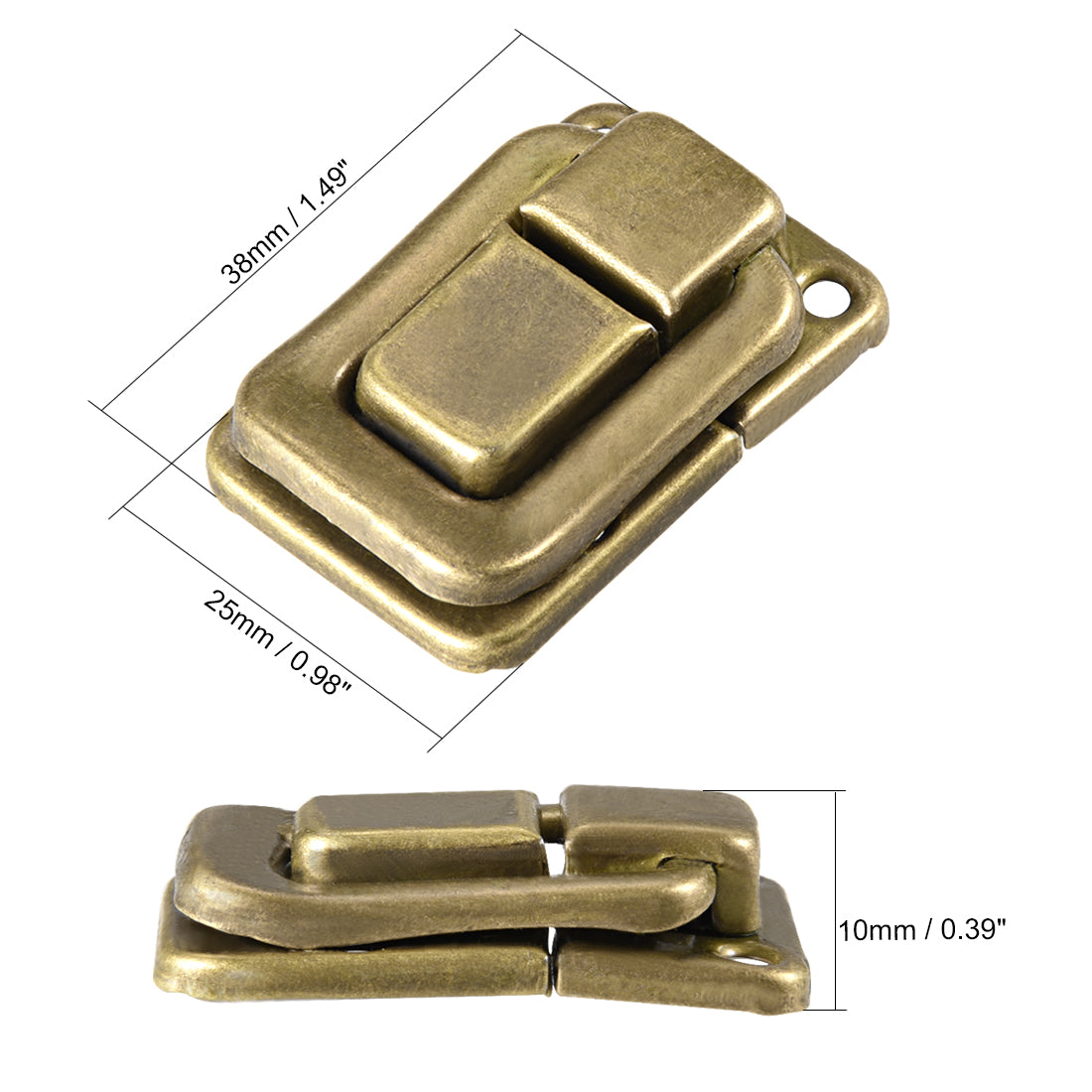 uxcell Uxcell Toggle Latch, 38mm Retro Style Brass Decorative Hasp Jewelry Wooden Box Catch w Screws 2 pcs