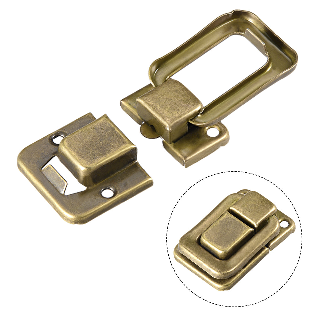 uxcell Uxcell Toggle Latch, 38mm Retro Style Brass Decorative Hasp Jewelry Wooden Box Catch w Screws 2 pcs