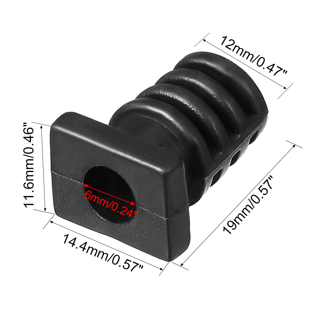 uxcell Uxcell 25Pcs 6mm Inner Dia PVC Square Strain Relief Cord Boot Protector Sleeve Power Tool Hose Black