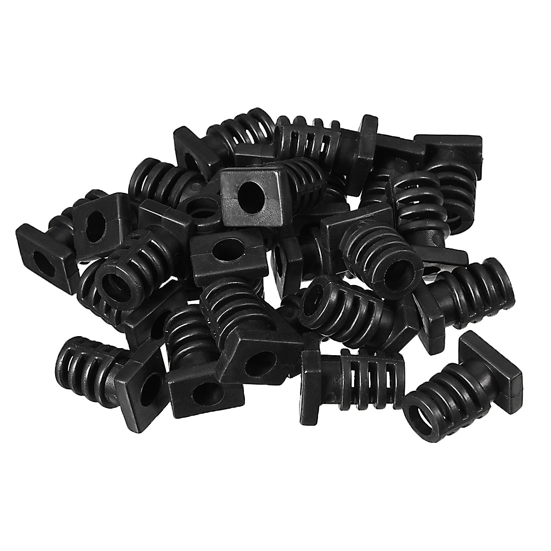 uxcell Uxcell 25Pcs 6mm Inner Dia PVC Square Strain Relief Cord Boot Protector Sleeve Power Tool Hose Black