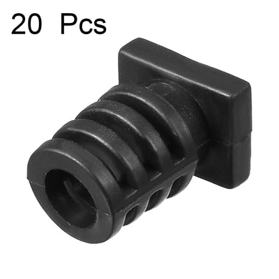 Harfington Uxcell 20Pcs 6mm Inner Dia PVC Square Strain Relief Cord Boot Protector Sleeve Power Tool Hose Black