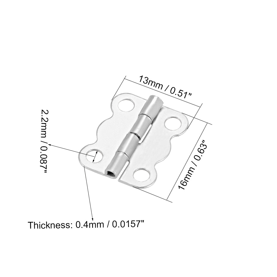 uxcell Uxcell 0.63" Mini Hinges Butterfly Shape Hinge Replacement Brushed Chrome Plain 20pcs