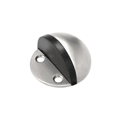 Harfington Uxcell Stainless Steel Floor Door Stopper with Rubber Bumper Adhesive/Screw Mounted Silver Tone