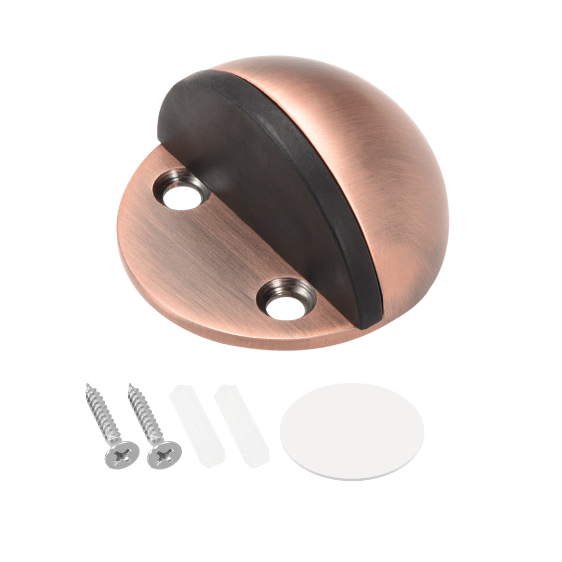 uxcell Uxcell Stainless Steel Floor Door Stopper with Rubber Bumper Adhesive/Screw Mounted Copper Tone