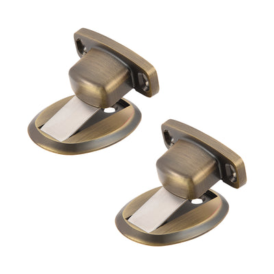 Harfington Uxcell Floor Door Magnetic Stop Zinc Alloy Doorstop Holder Stopper with Screws Bronze Tone 2pcs