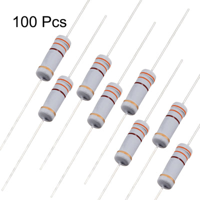 Harfington Uxcell 100pcs Carbon Film Resistors 330 Ohm 1W 5%Tolerances 4 Color Bands