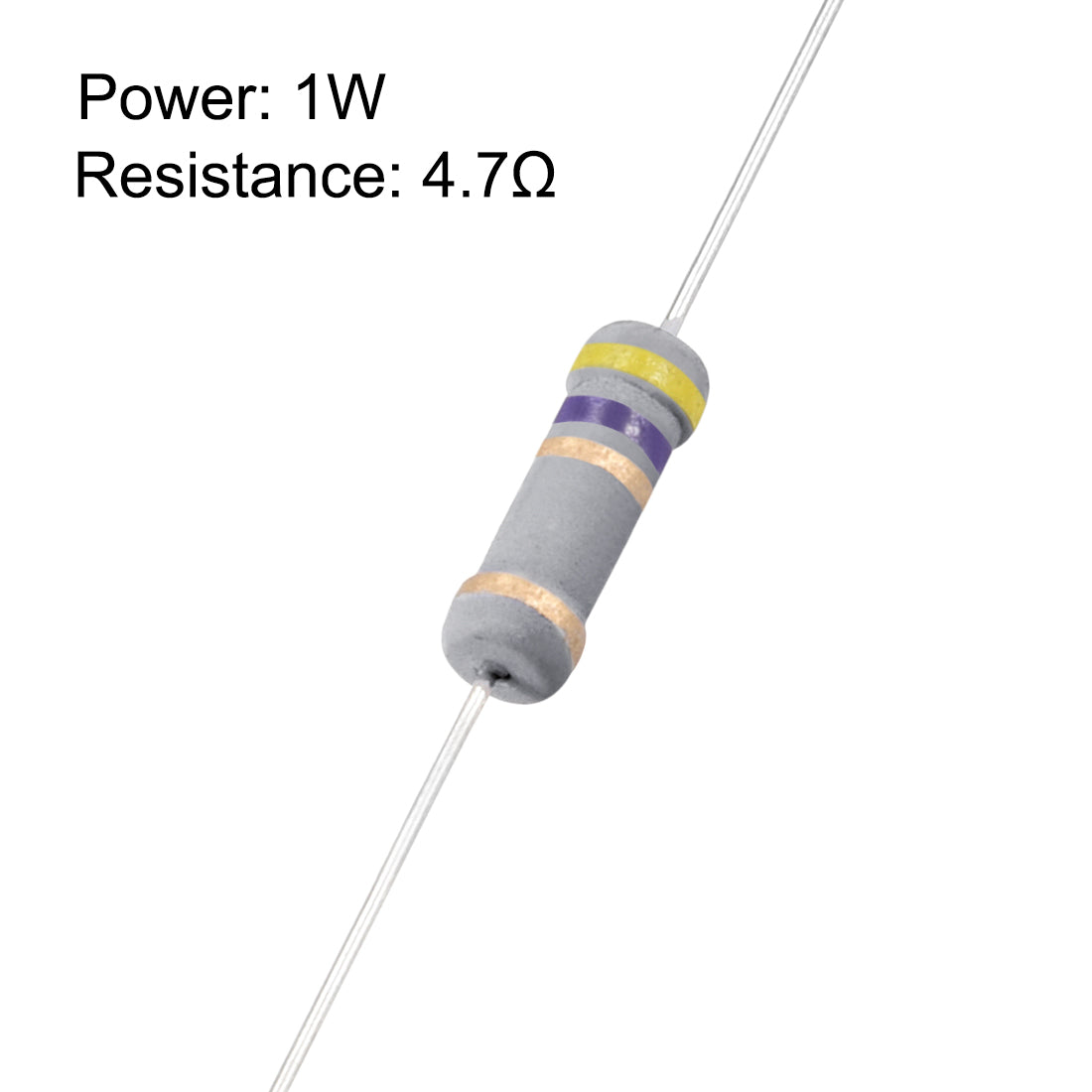 uxcell Uxcell 1W 4.7 Ohm Carbon Film Resistor 5% Tolerance 4 Color Bands Fixed Resistor 200Pcs