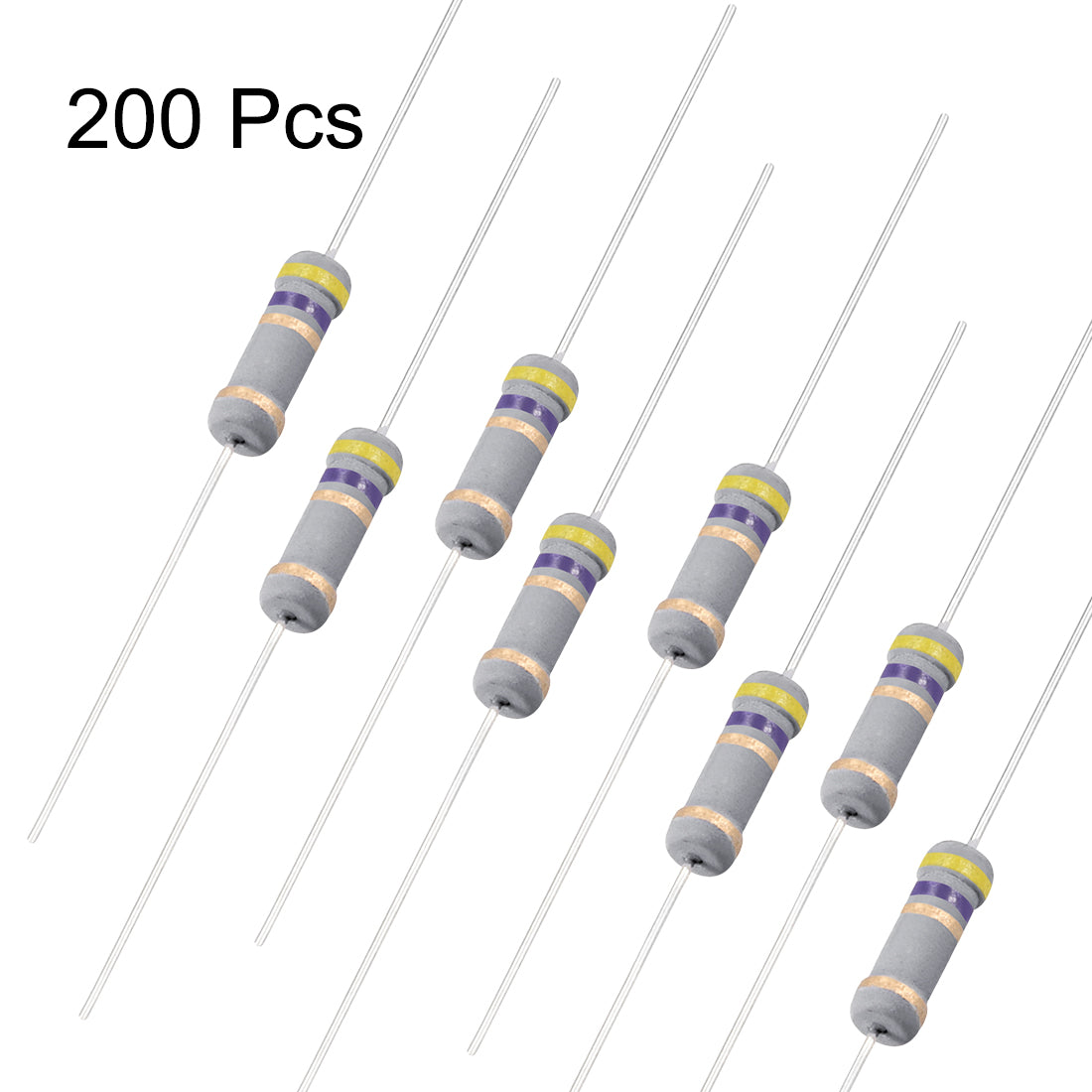 uxcell Uxcell 1W 4.7 Ohm Carbon Film Resistor 5% Tolerance 4 Color Bands Fixed Resistor 200Pcs