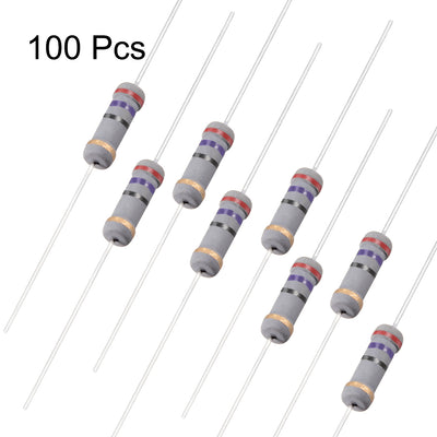 Harfington Uxcell 100pcs Carbon Film Resistors 27 Ohm 1W 5%Tolerances 4 Color Bands