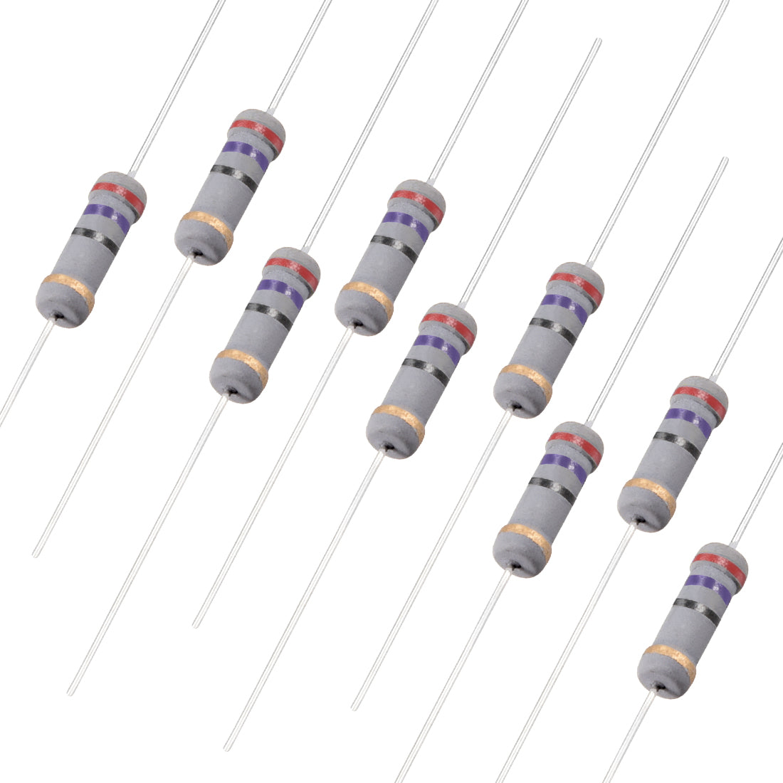 uxcell Uxcell 100pcs Carbon Film Resistors 27 Ohm 1W 5%Tolerances 4 Color Bands