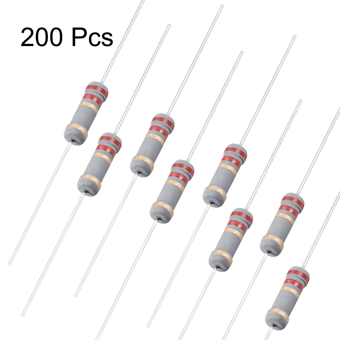 uxcell Uxcell 200pcs 1W 2.2 Ohm Carbon Film Resistor 5% Tolerance 4 Color Bands