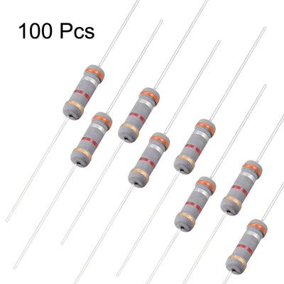 Harfington Uxcell 100pcs Carbon Film Resistors 3.9k Ohm 1W 5%Tolerances 4 Color Bands