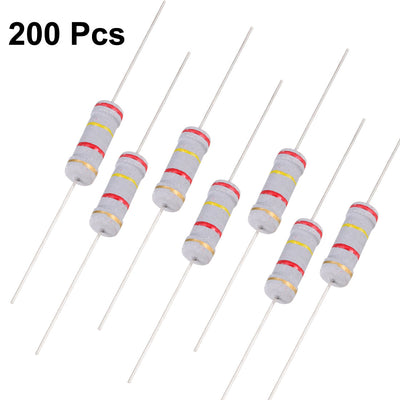 Harfington Uxcell 200pcs 2W 2.4K Ohm Carbon Film Resistor 5% Tolerance 4 Color Bands