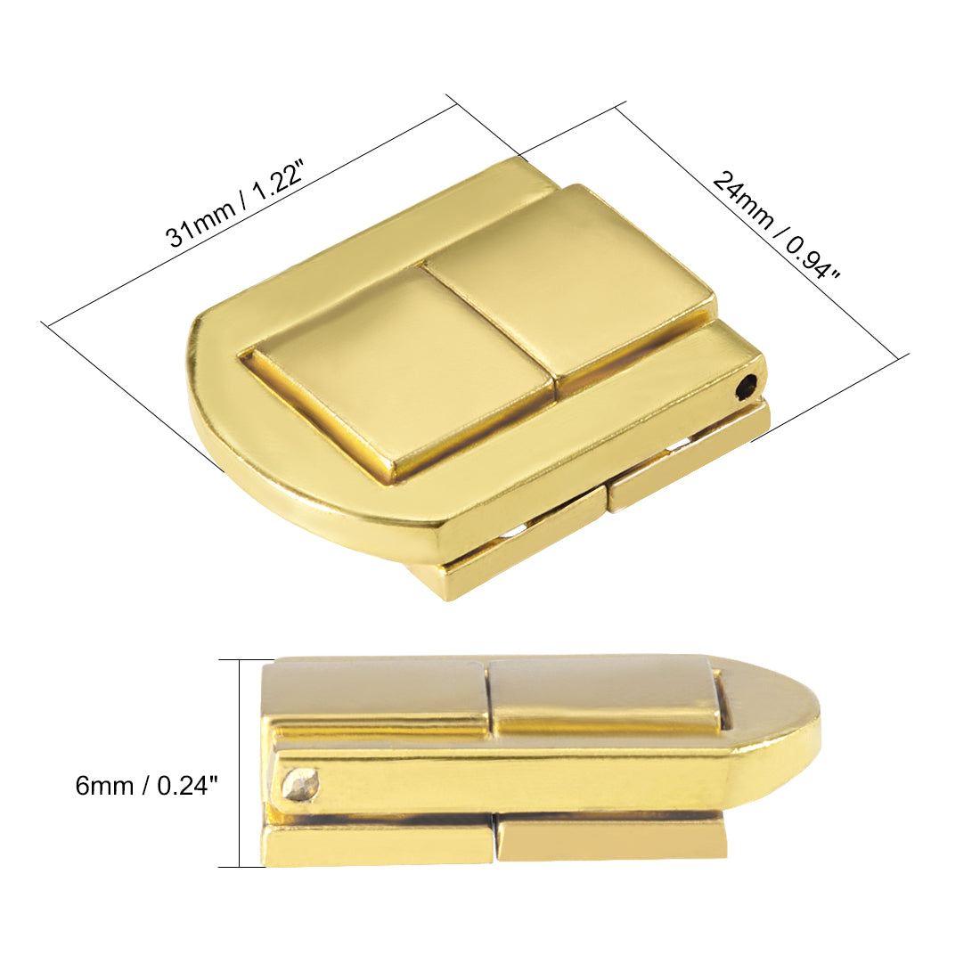 uxcell Uxcell Toggle Latch, 31mm Retro Style Golden Decorative Hasp Jewelry Suitcase Box Catch w Screws 4 pcs