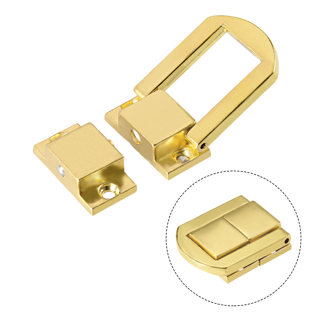 uxcell Uxcell Toggle Latch, 31mm Retro Style Golden Decorative Hasp Jewelry Suitcase Box Catch w Screws 4 pcs