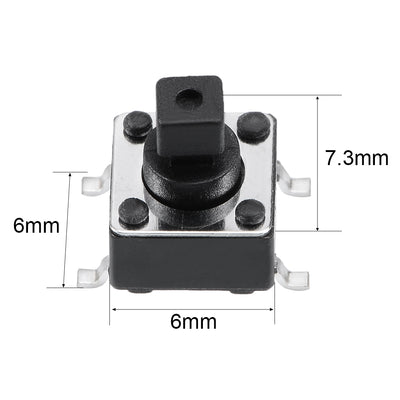 Harfington Uxcell 6x6x7.3mm Momentary Panel PCB Surface Mounted Devices SMT Mount 4 Pins Push Button SPST Tactile Tact Switch 5PCS