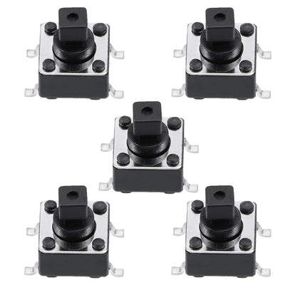 Harfington Uxcell 6x6x7.3mm Momentary Panel PCB Surface Mounted Devices SMT Mount 4 Pins Push Button SPST Tactile Tact Switch 5PCS